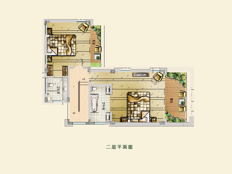 D户型-二层 - 3室2厅3卫 -  (建筑面积) 181.8㎡