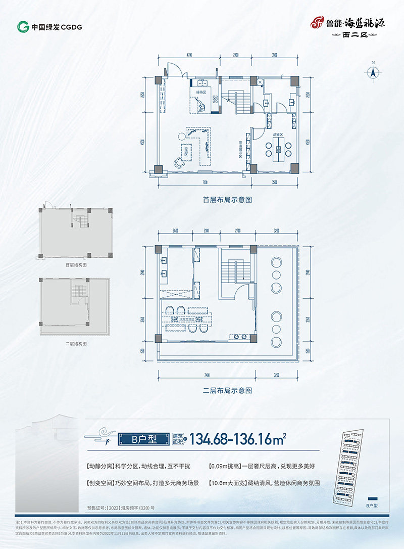 B户型 -  -  (建筑面积) 134.68-136.16㎡