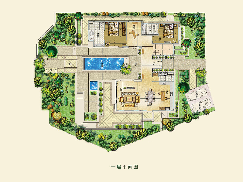 A户型 -一层 - 4室3厅5卫 -  (建筑面积) 354㎡