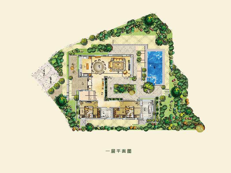 B户型 -一层 - 4室2厅4卫 -  (建筑面积)  259.8㎡