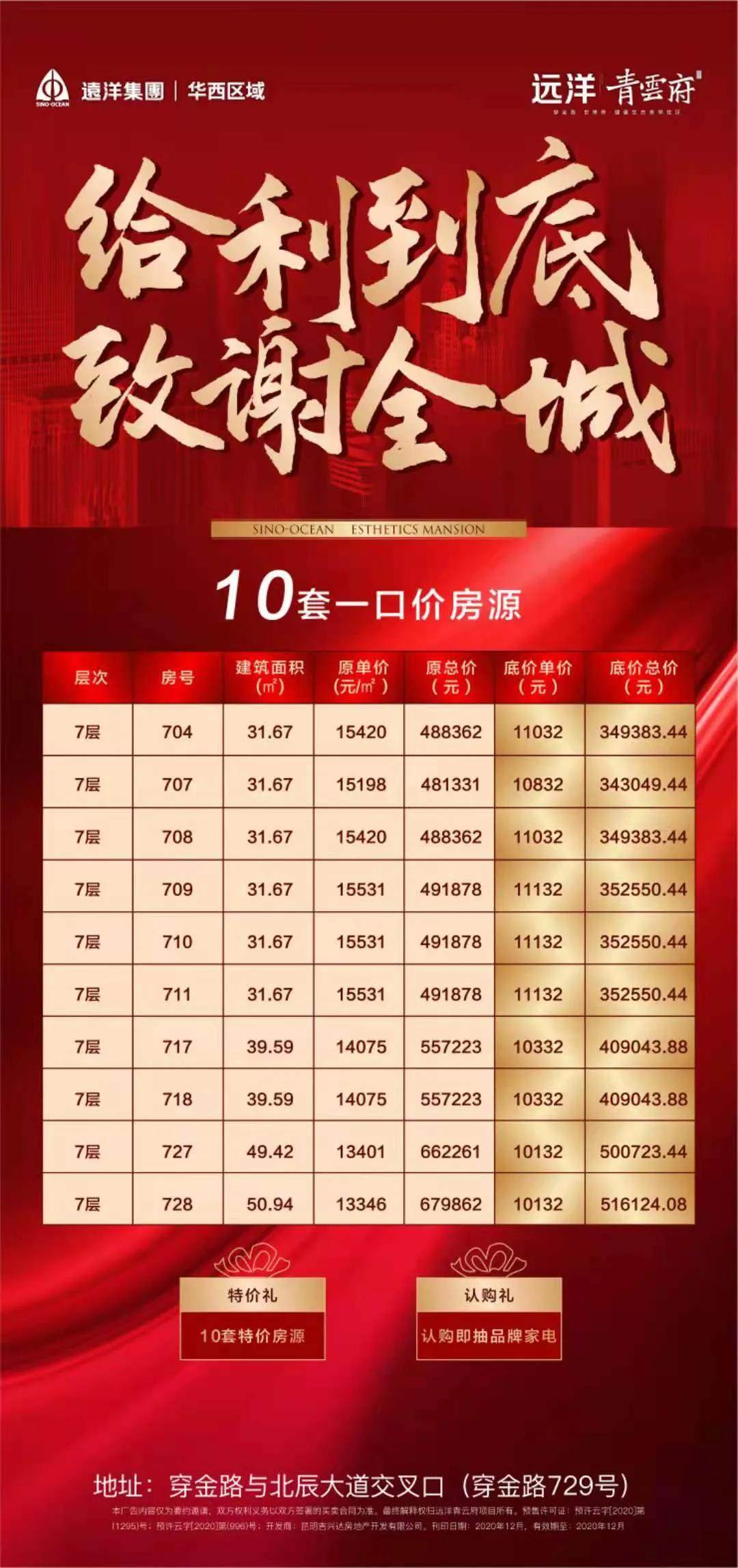 远洋青云府优惠信息