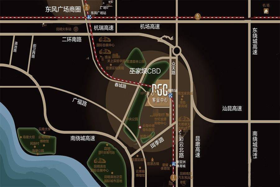 艺城PGC紫金中心交通图